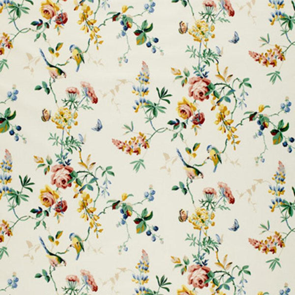 Schumacher Chickadee Floral Fabric - Primary